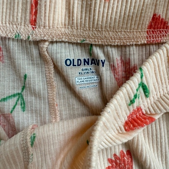 Old navy girls ribbed tulip flower pajama set shorts top XL 14 16 years - Picture 2 of 3